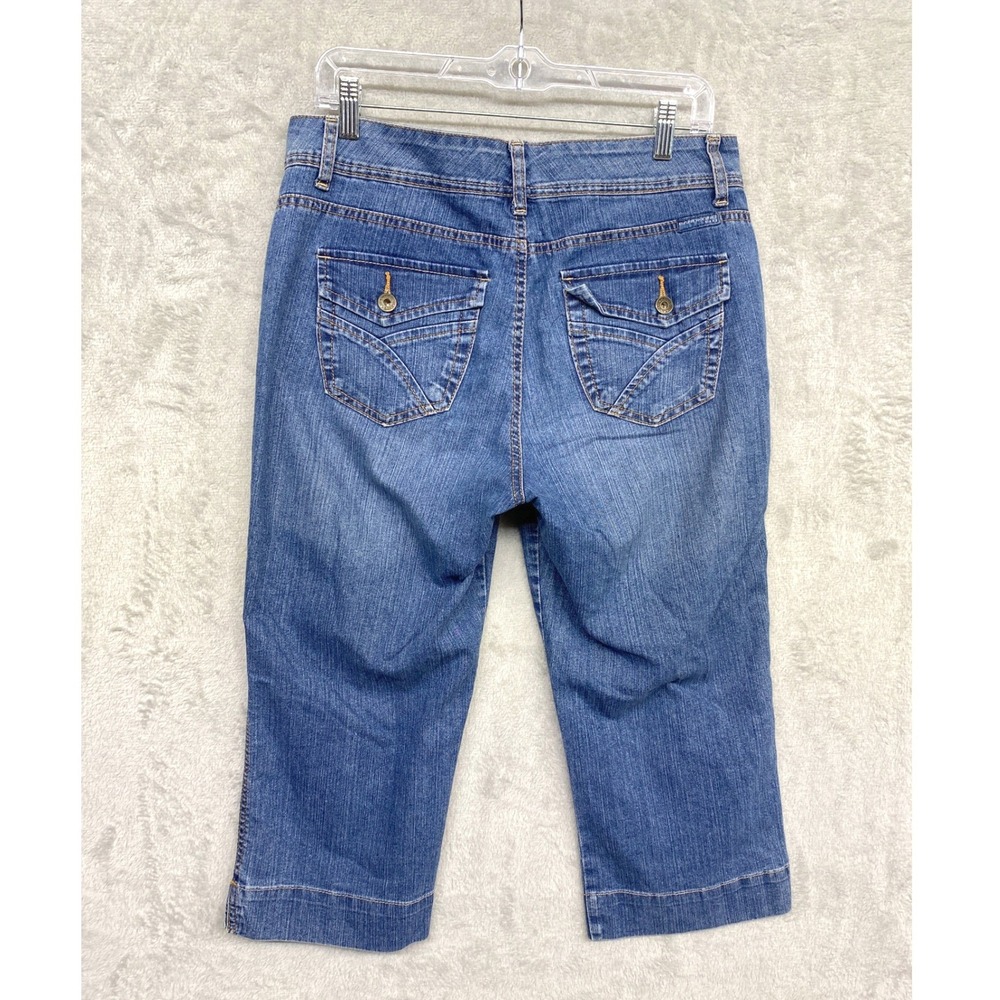 BandolinoBlu High Rise Capri Denim Blue Jeans Womens Sz 10 (32x20) Flap Pockets
